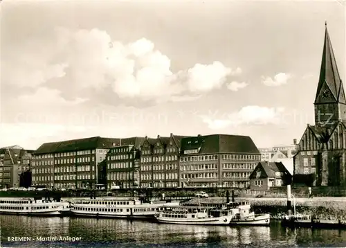 AK / Ansichtskarte Bremen Martini Anleger Fahrgastschiffe Hafenrundfahrten Kirchturm Bremen