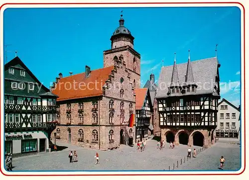 AK / Ansichtskarte Alsfeld Rathaus Walpurgiskirche Weinhaus Bueckinghaus Fachwerkhaus Alsfeld