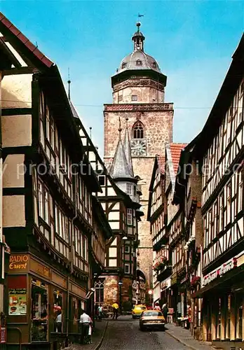 AK / Ansichtskarte Alsfeld Obere Fuldergasse Fachwerkhaeuser Altstadt Turm Alsfeld