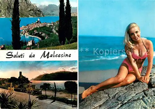AK / Ansichtskarte Malcesine_Lago_di_Garda Fliegeraufnahme Panorama Badenixe Malcesine_Lago_di_Garda