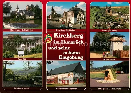 AK / Ansichtskarte Kirchberg_Hunsrueck Gemuenden Schlossblick Kirchberg Marktplatz Ravengiersburg Burg Dill Kirchberg Hunsrueck
