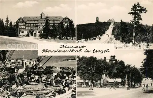 AK / Ansichtskarte Oberwiesenthal_Erzgebirge Berghotel Fichtelberg Wetterwarte Blick von der Bergbahn Oberwiesenthal Erzgebirge