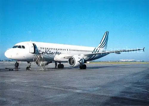 AK / Ansichtskarte Flugzeuge_Zivil Lat Charter A320 211 D AKFX c n 142 Flugzeuge Zivil