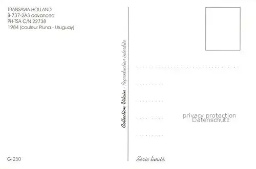 AK / Ansichtskarte Flugzeuge_Zivil Transavia Holland B 737 2A3 Advanced PH TSA C N 22738 Flugzeuge Zivil