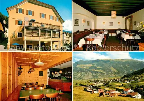 AK / Ansichtskarte Mals_Suedtirol Gasthof Grauer Baer Gaststube Bar Panorama Mals Suedtirol