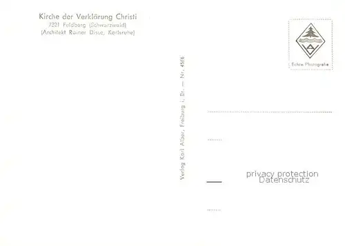 AK / Ansichtskarte Feldberg_Schwarzwald Kirche der Verklaerung Christi Architekt Rainer Disse Winterlandschaft Feldberg Schwarzwald