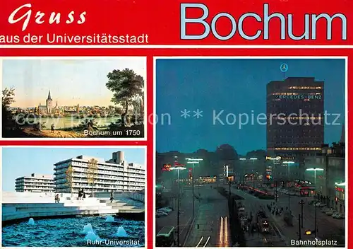 AK / Ansichtskarte Bochum Stadtbild um 1750 Ruhr Universitaet Bahnhofsplatz Nachtaufnahme Bochum
