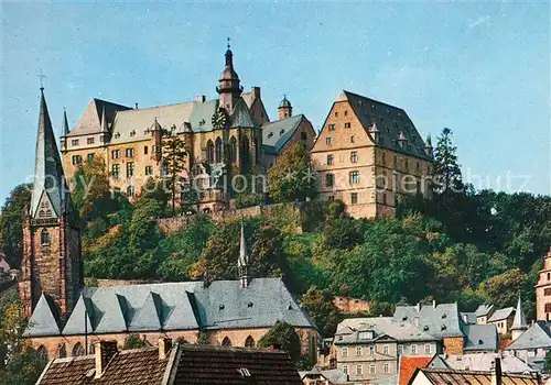 AK / Ansichtskarte Marburg_Lahn Altstadt Kirche Schloss Marburg_Lahn