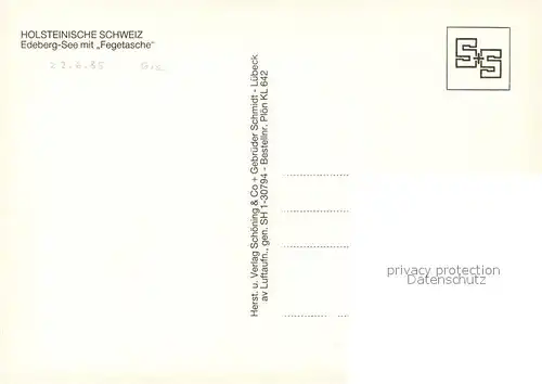 AK / Ansichtskarte Ploen_See Edebergsee mit Hotel Fegetasche Naturpark Holsteinische Schweiz Fliegeraufnahme Ploen_See