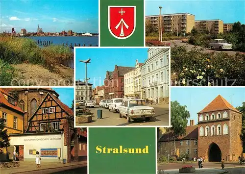 AK / Ansichtskarte Stralsund_Mecklenburg_Vorpommern Blick zum Hafen Leninplatz Friedrich Wolf Strasse Museum Kniepertor Stralsund_Mecklenburg