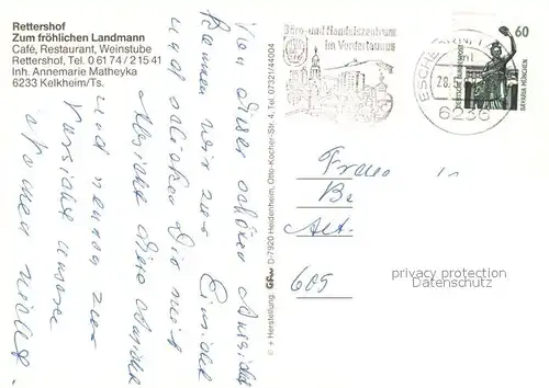 AK / Ansichtskarte Koenigstein_Taunus Gutshof Rettershof Cafe Restaurant Zum froehlichen Landmann Heiligenfigur Koenigstein_Taunus