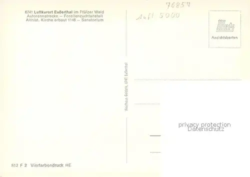 AK / Ansichtskarte Eusserthal Autorennstrecke Forellenzuchtanstalt althistorische Kirche Sanatorium Eusserthal