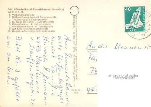 AK / Ansichtskarte Emmelshausen Hallenschwimmbad Panoramacafe Thauma Quelle Sauerbrunnen Sankt Goar Emmelshausen