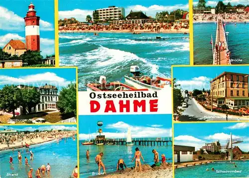 AK / Ansichtskarte Dahme_Ostseebad Leuchtturm Strand Schwimmbad Bruecke Holsteinischer Hof Dahme_Ostseebad