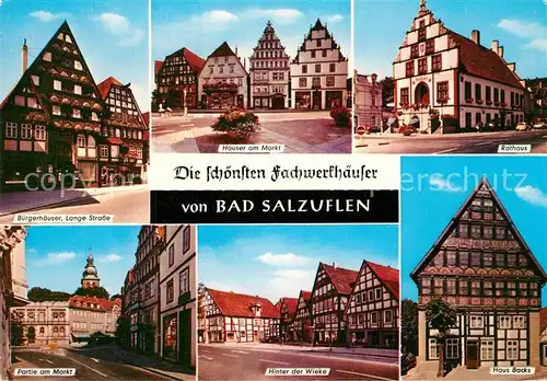 AK / Ansichtskarte Bad_Salzuflen Buergerhaeuser Lange Strasse Haeuser am Markt Rathaus Haus Backs Hinter Wieke Bad_Salzuflen