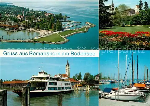 AK / Ansichtskarte Romanshorn_Bodensee Fliegeraufnahme Hafen Faehrschiff Park Romanshorn Bodensee