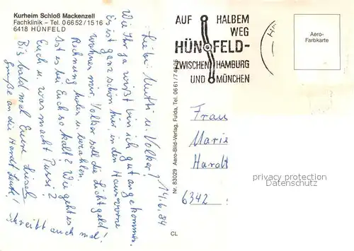 AK / Ansichtskarte Huenfeld Kurheim Schloss Mackenzell Huenfeld