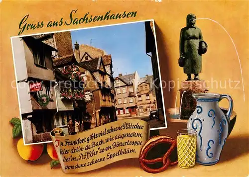 AK / Ansichtskarte Sachsenhausen_Frankfurt Eppelwoi Krug Stadtansicht Gedicht Sachsenhausen Frankfurt