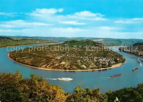 AK / Ansichtskarte Boppard_Rhein Fliegeraufnahme Grosse Rheinschleife Boppard Rhein