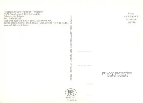 AK / Ansichtskarte Obertrubach Reichelsmuehle Restaurant Cafe Pension Treiber Obertrubach