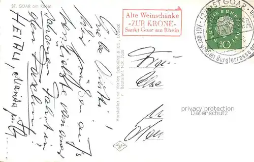 AK / Ansichtskarte St_Goar Partie am Rhein Fischkutter St_Goar