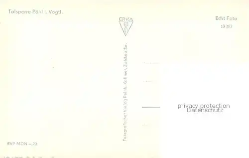 AK / Ansichtskarte Poehl_Vogtland Talsperre Poehl_Vogtland