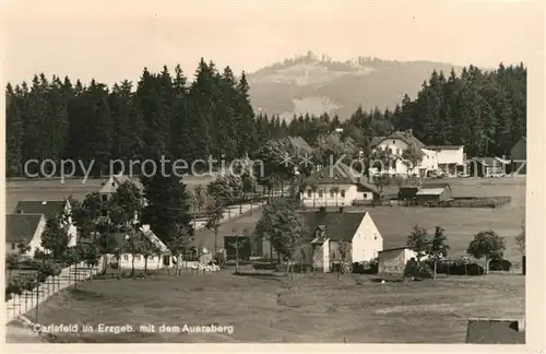 AK / Ansichtskarte Carlsfeld_Erzgebirge mit dem Auersberg Carlsfeld Erzgebirge