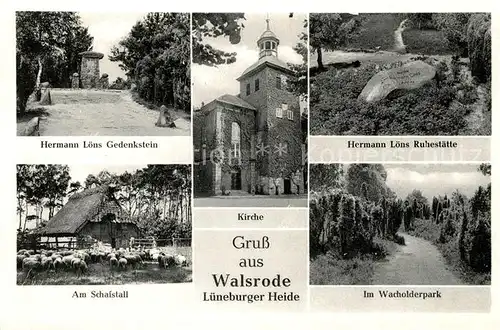 AK / Ansichtskarte Walsrode_Lueneburger_Heide Hermann Loens Gedenkstein und Ruhestaette Schafstall Wacholderpark Walsrode_Lueneburger_Heide