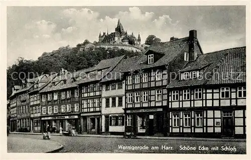 AK / Ansichtskarte Wernigerode_Harz Schoene Ecke mit Schloss Wernigerode Harz