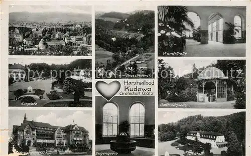 AK / Ansichtskarte Glatz_Schlesien Panorama Kurplatz Heuscheuerstr Wandelhalle Gottholdquelle Eugenquelle Schloss Glatz_Schlesien