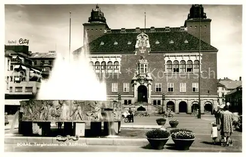 AK / Ansichtskarte Boras Torgbrunnen och Radhuset Boras