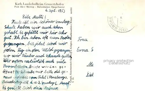 AK / Ansichtskarte Grunertshofen Katholisches Landschulheim Heiligenfigur Grunertshofen