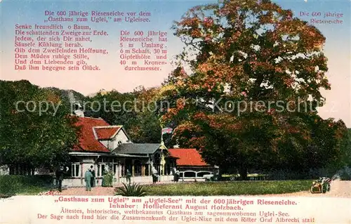 AK / Ansichtskarte Uglei_See Gasthaus zum Uglei 600jaehrige Rieseneiche Uglei_See