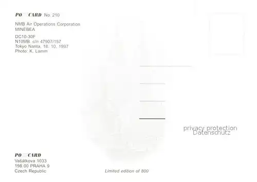 AK / Ansichtskarte Flugzeuge_Zivil NMB Air Minebea DC10 30F N10MB c n 47907 157 Flugzeuge Zivil