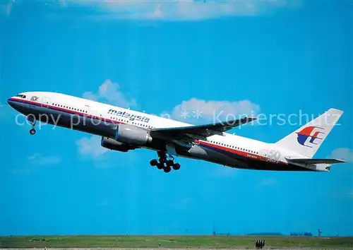 AK / Ansichtskarte Flugzeuge_Zivil Malaysia Airlines B777 2H6 9M MRA  Flugzeuge Zivil