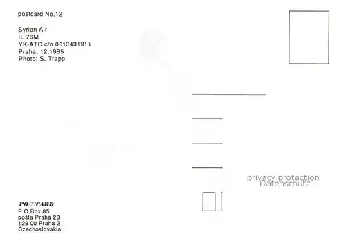 AK / Ansichtskarte Flugzeuge_Zivil Syrian Air IL 76M YK ATC c n  Flugzeuge Zivil