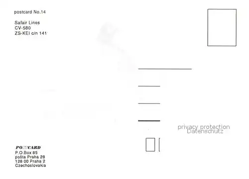 AK / Ansichtskarte Flugzeuge_Zivil Safair Lines CV 580 ZS KEI c n 141 Flugzeuge Zivil