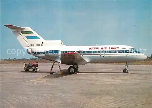 AK / Ansichtskarte Flugzeuge_Zivil Afrik Air Links YAK40 CCCP 87847 c n   Flugzeuge Zivil