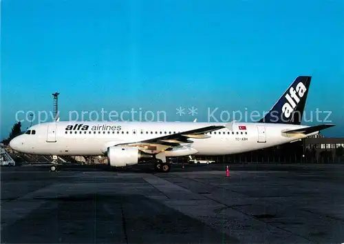 AK / Ansichtskarte Flugzeuge_Zivil Alfa Airlines A320 212 TC ABH c n 345 Flugzeuge Zivil