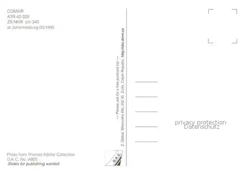 AK / Ansichtskarte Flugzeuge_Zivil Comair ATR 42 320 ZS NKW c n 340 Flugzeuge Zivil