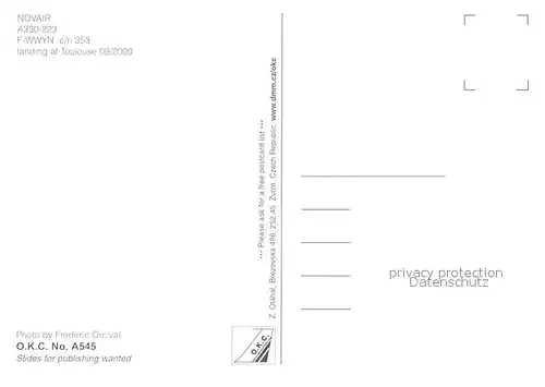 AK / Ansichtskarte Flugzeuge_Zivil Novair A330 223 F WWYN c n 353 Flugzeuge Zivil
