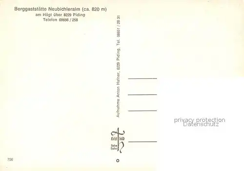 AK / Ansichtskarte Hoegl_Piding Berggaststaette Neubichleralm Hoegl Piding