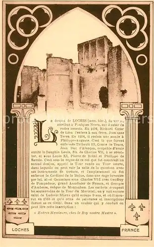 AK / Ansichtskarte Loches_Indre_et_Loire Chateau Collection historique Chateaux de la France Histoire Loches_Indre_et_Loire