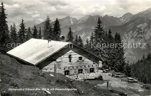 AK / Ansichtskarte Goetzens_Tirol Alpengasthof Goetzner Alm mit Karwendelgebirge Goetzens Tirol