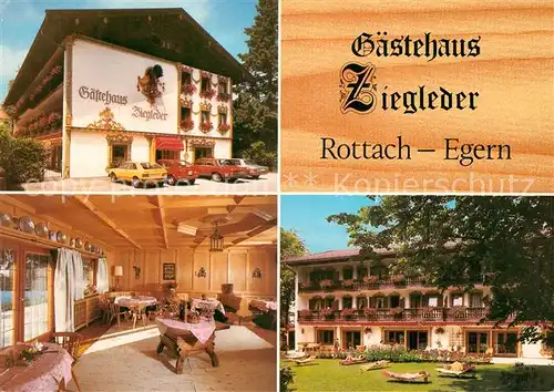 AK / Ansichtskarte Rottach Egern Gaestehaus Ziegleder Gaststube Liegewiese Rottach Egern