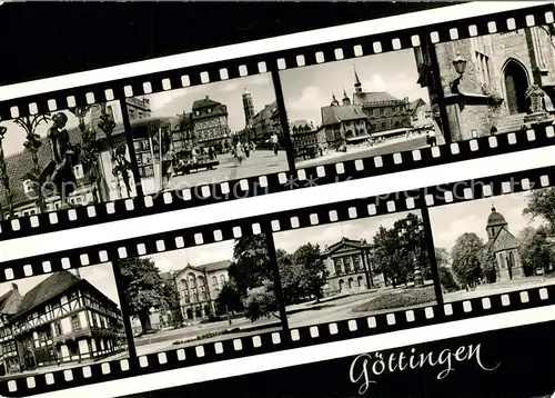 AK / Ansichtskarte Goettingen_Niedersachsen Gaenselieselbrunnen Weenderstrasse Rathaus Treppe Junkernschenke Auditorium Theater Albanikirche Serie Schoenes Deutschland Goettingen Niedersachsen