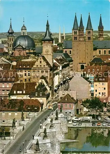 AK / Ansichtskarte Wuerzburg Blick von der Feste auf Dom Neumuenster und Mainbruecke Wuerzburg