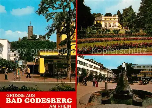 AK / Ansichtskarte Bad_Godesberg Fussgaengerzone Brunnen Burg Schloss Park Bad_Godesberg