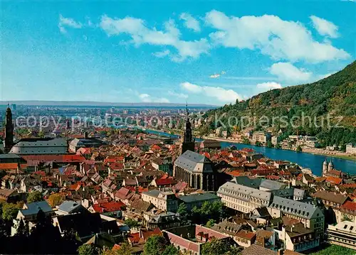 AK / Ansichtskarte Heidelberg_Neckar Blick vom Schloss auf Stadt und Neckar Heidelberg Neckar