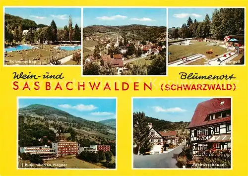 AK / Ansichtskarte Sasbachwalden Schwimmbad Kleingolf Kurkliniken Fachwerkhaeuser Sasbachwalden